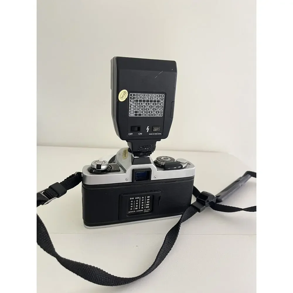 Untested Minolta XG9 Film Camera with MD 50mm Lens & Quantaray Flash PARTS
